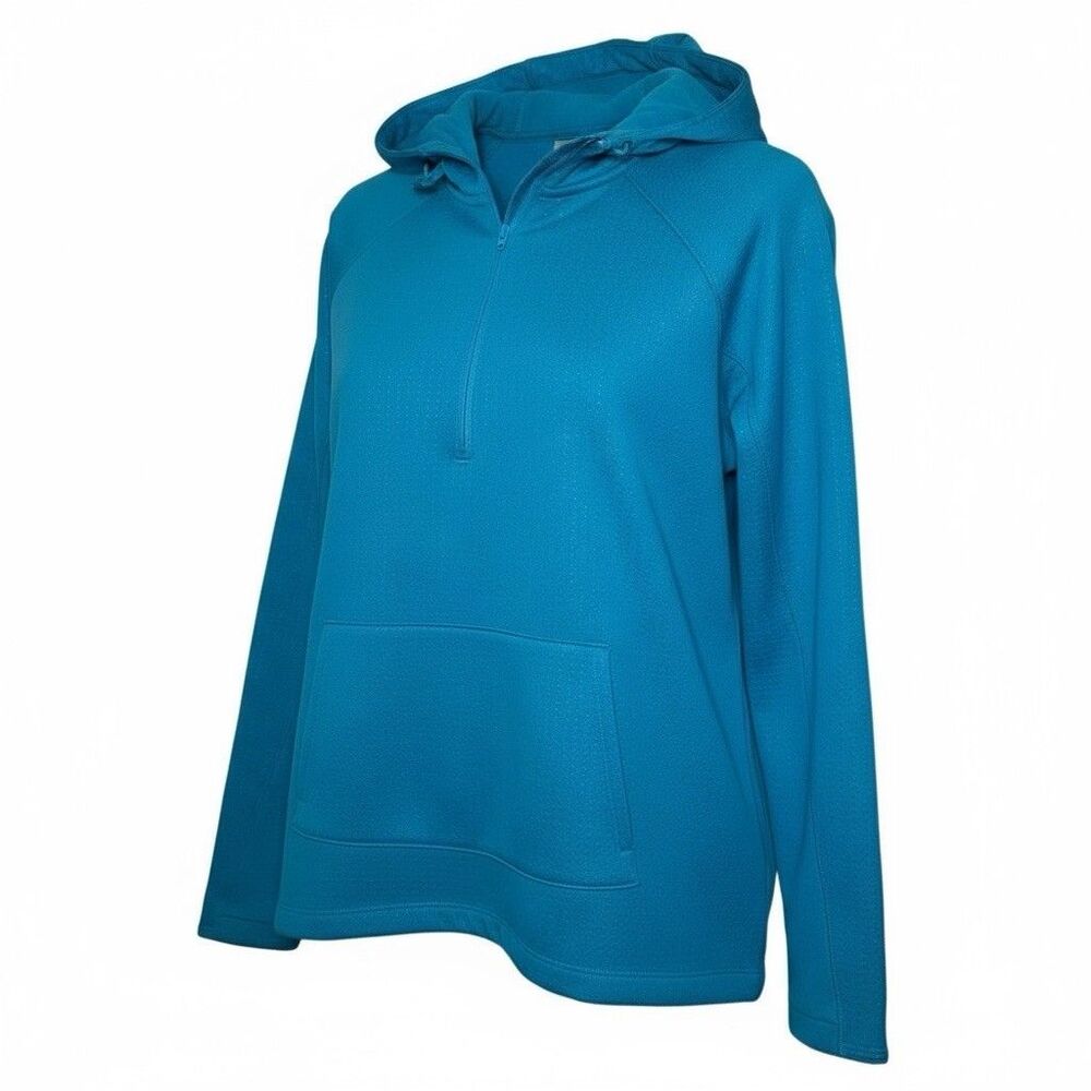 Athleta Athletic Pullover Sweater Blue Women Size M Half Zip Hooded Athleisure